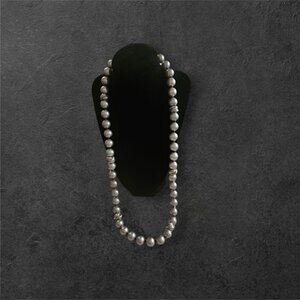 Classic Faux Pearl Necklace With Silver-Tone Accents 28"